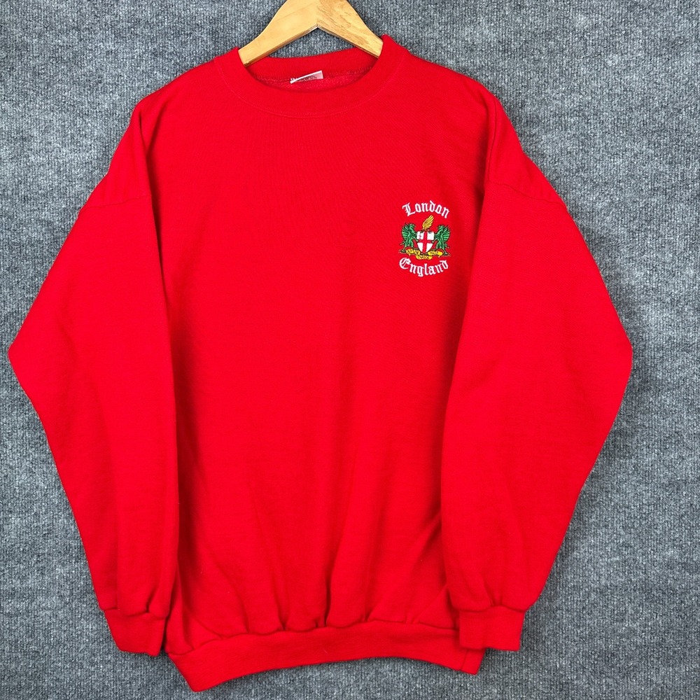 Vintage London England Embroidered Crest XXL Crewneck Sweatshirt Made in UK